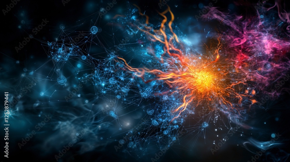 Fototapete Exploring the interconnectedness of all things in space abstract art digital design cosmic environment dynamic viewpoint
