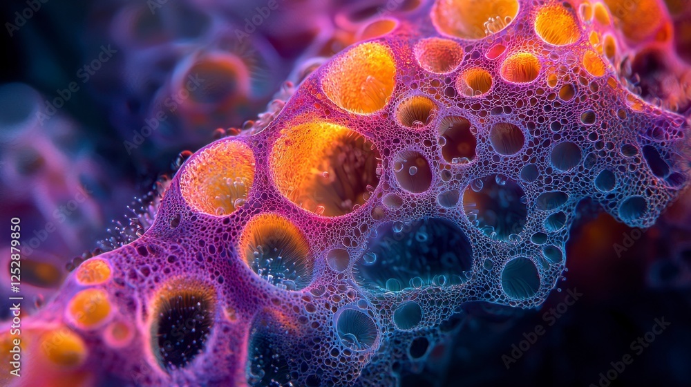 Poster abstract colorful patterns in bubbles, vibrant macro photography showcasing intricate textures and f