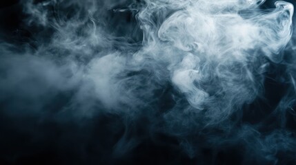 Abstract Smoke Cloud:  Mysterious Blue Haze on Black Background