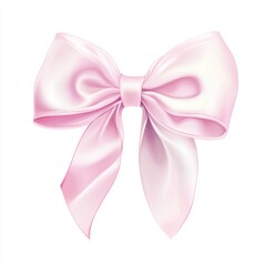 Elegant pink satin ribbon bow, isolated on white background.  Possible use gift wrapping design