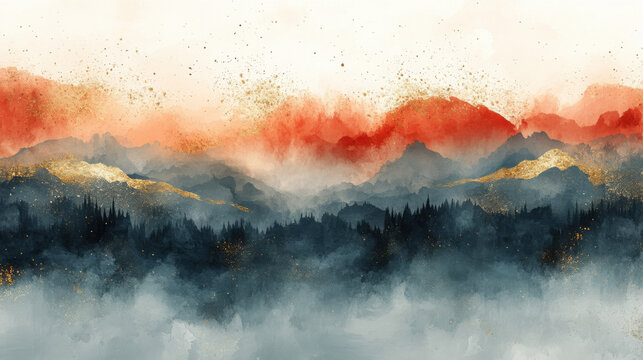 Artistic watercolor background with soft pastel colors featuring gentle blending of pink, blue, and touches of gold, ideal for a calming aesthetic