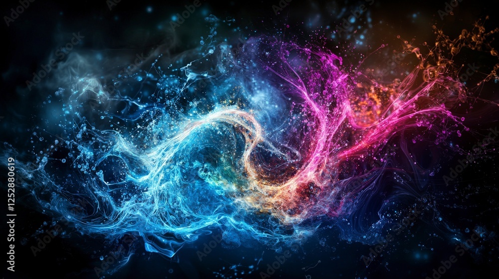 Aufkleber Thoughts creating waves colorful abstract visualizations in digital art capturing emotions in motion