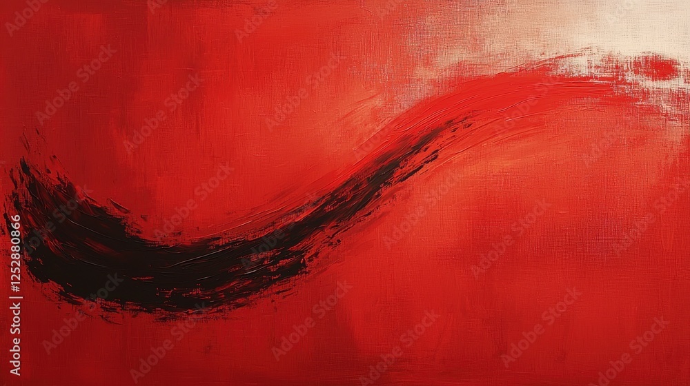 Poster abstract expressionism with bold red and black swirl on canvas for art lovers and collectors