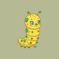 Adorable Yellow Caterpillar Cartoon Illustration