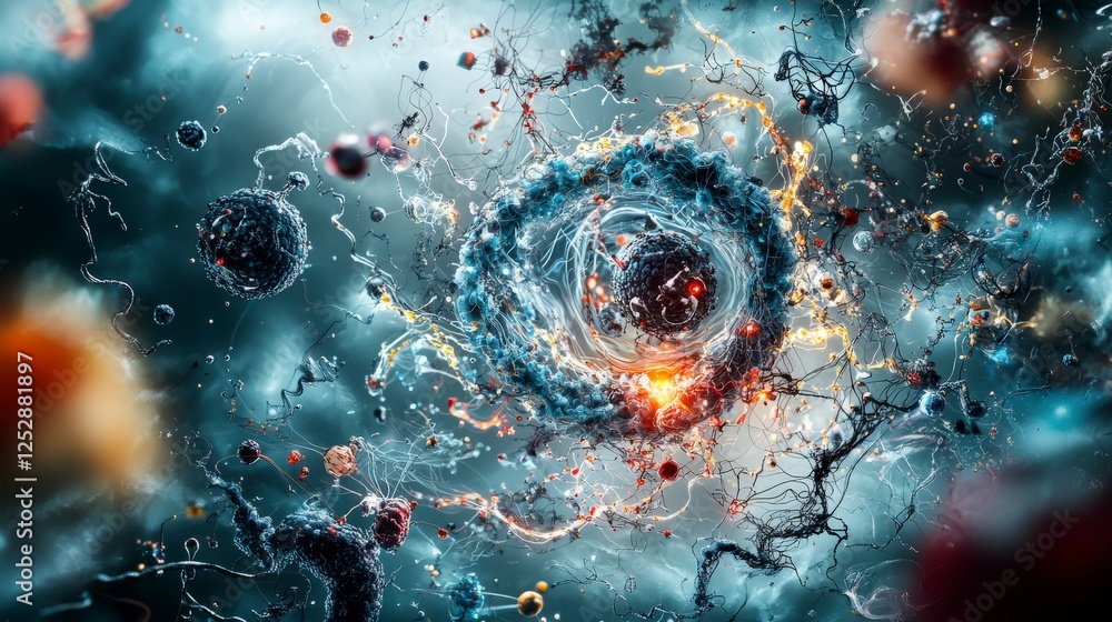 Aufkleber Turbulent thoughts a storm of swirling ideas in abstract space digital artwork cosmic environment close-up view