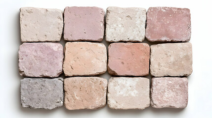 Obraz premium Rustic terracotta tiles, arranged, white background, home decor