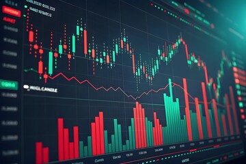 Financial Data Visualization on Digital Screen with Charts and Graphs