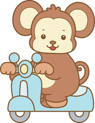 Cute Monkey vector icon. Funny baby Monkey animal series stock illustration. life of fluffy Monkey designs.