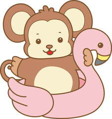 Cute Monkey vector icon. Funny baby Monkey animal series stock illustration. life of fluffy Monkey designs.