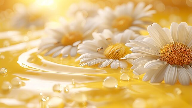 alv&Atilde;&copy;oles d'abeilles avec miel qui coule depuis le haut de l'image - fond jaune  HD 8K wallpaper Photographic Image