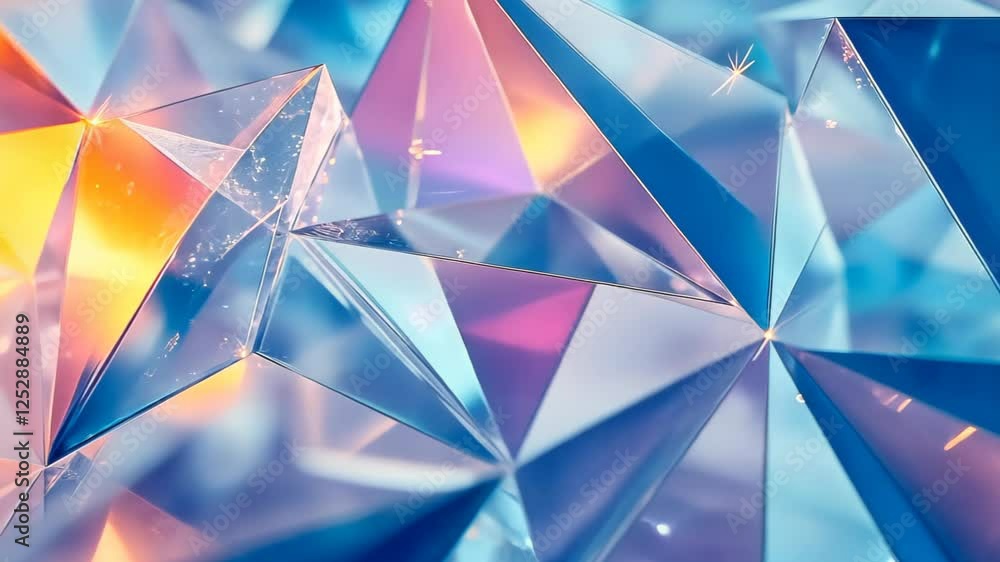 Poster captivating reflections and hues created by intricate crystal formations illuminated by soft, warm l