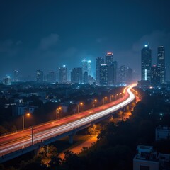 Fototapeta premium Bangalore Nightscape: Electronic City Elevated Highway - Stunning Night View