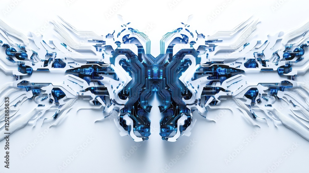 Poster futuristic abstract design with circuit patterns and blue accents