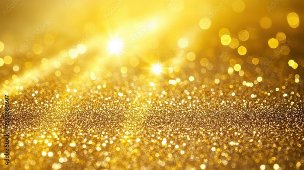 Poster shimmering gold glitter background with soft bokeh effect