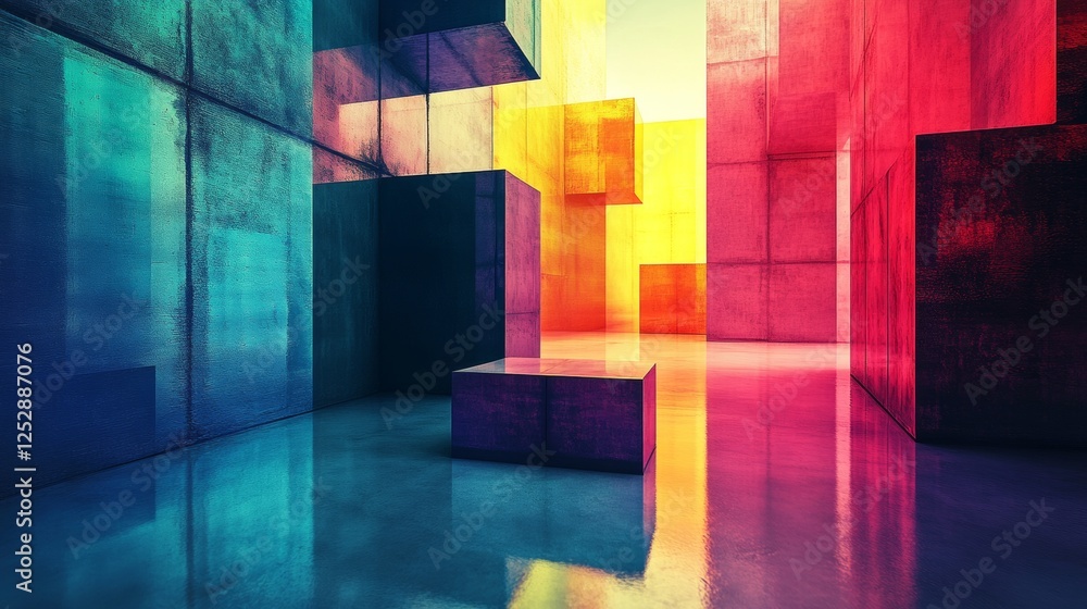 Poster abstract colorful geometric design with vibrant blocks