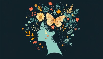 Illustration for World Mental Health Day, emphasizing mental wellness, psychology, and awareness, with soothing visuals and calming symbols of mental health care