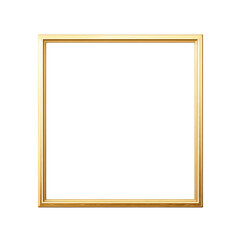 Square gold frame with a minimalist design, ideal for modern decor and displaying art or photos. Isolated on transparent background, png