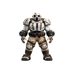 Fototapeta premium Powerful Sci-Fi Soldier Figure in Weathered Combat Armor