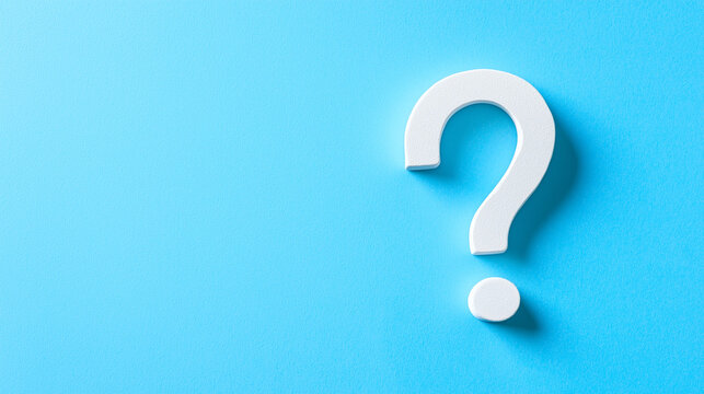 A visually appealing bright blue question mark designed to capture attention, symbolizing curiosity and the endless search for knowledge, ideal for modern and clean visuals.
