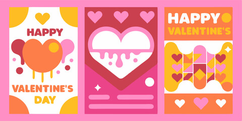 Fototapeta premium Valentine’s day poster collection with heart motifs for creative design