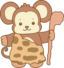 Cute Monkey vector icon. Funny baby Monkey animal series stock illustration. life of fluffy Monkey designs.