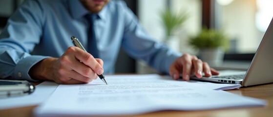 Legal Expert Reviewing Contract - Panoramic Banner