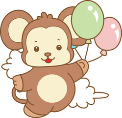 Fototapeta premium Cute Monkey vector icon. Funny baby Monkey animal series stock illustration. life of fluffy Monkey designs.