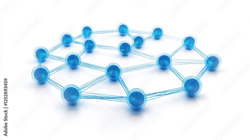 Poster blue network connections with nodes in a modern digital context
