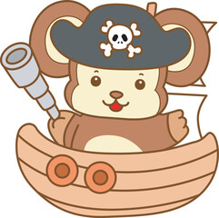 Cute Monkey vector icon. Funny baby Monkey animal series stock illustration. life of fluffy Monkey designs.