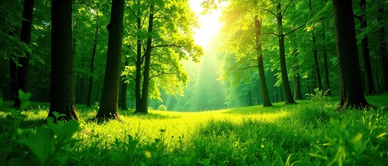 Fototapeta premium Lush Forest Landscape Illustration