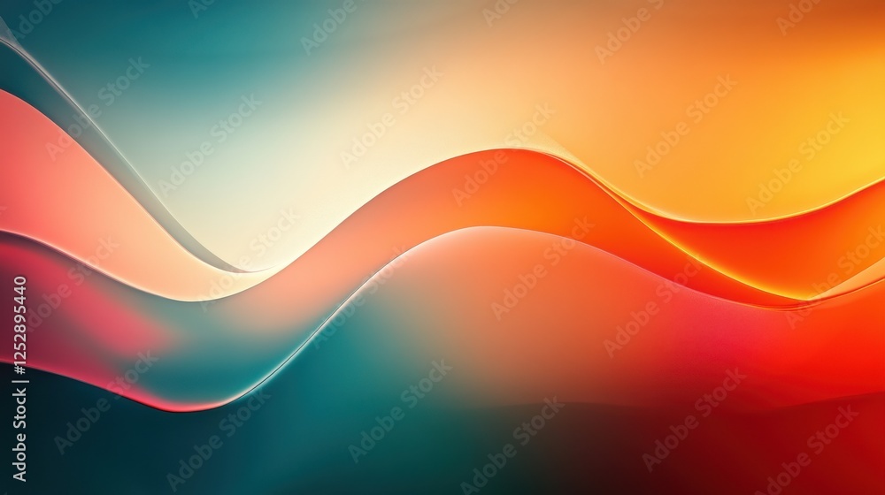 Poster abstract colorful waves in soft gradients and fluid motion