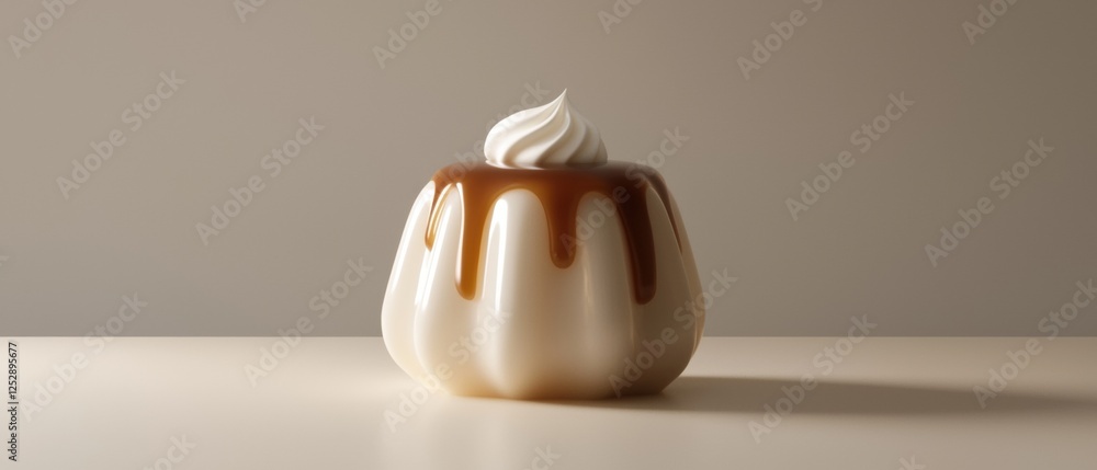 Poster 3d rendering of a dessert in the shape of a pumpkin. the pumpkin is white in color and has a smooth 