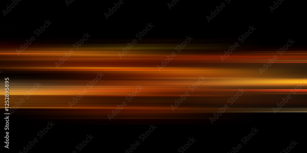 Aufkleber abstract blurred background with colorful stripes of light on dark orange and black, horizontal line
