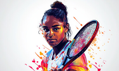 A female tennis player is currently competing