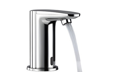 A modern touchless soap dispenser with a sleek design on a empty plain background