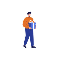 Man Carrying a Gift Box Illustration