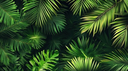 Lush Green Tropical Leaves in a Dense Forest Setting