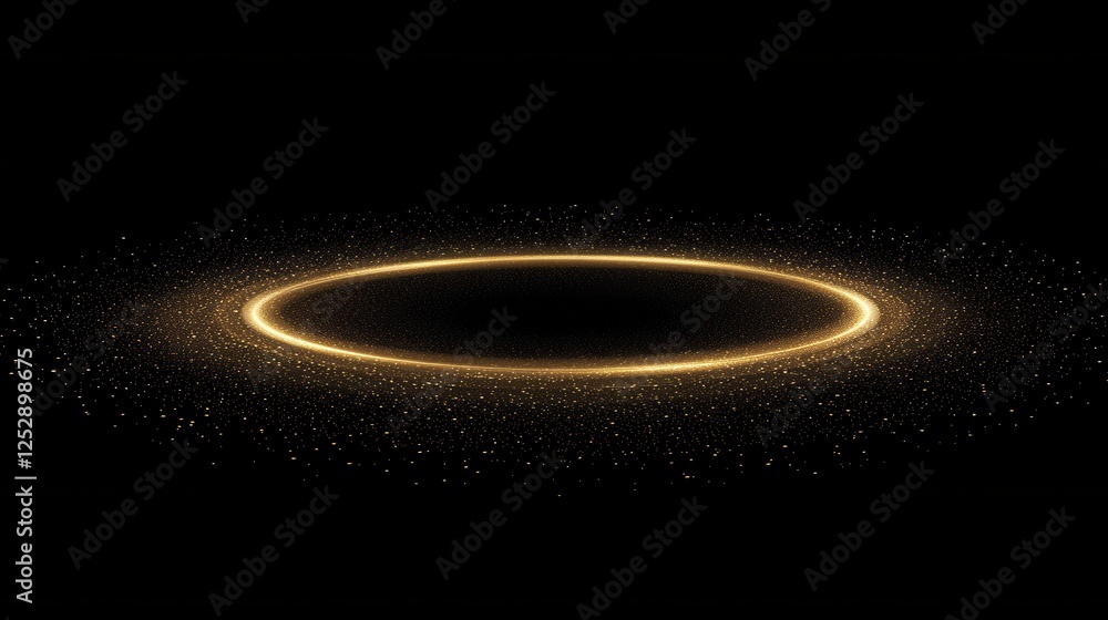 Poster glowing circular light effect with sparkles on black background