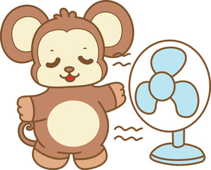 Cute Monkey vector icon. Funny baby Monkey animal series stock illustration. life of fluffy Monkey designs.