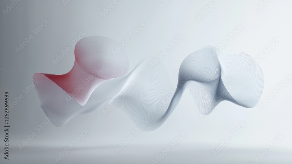 Aufkleber abstract digital art piece with a white background. it features three 3d shapes that appear to be fl