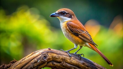 Brown Shrike Perched on Branch - Wildlife Photography Stock Image