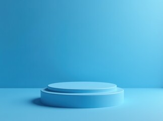 Petrol Blue Podium on Blue Background - 3D Rendering