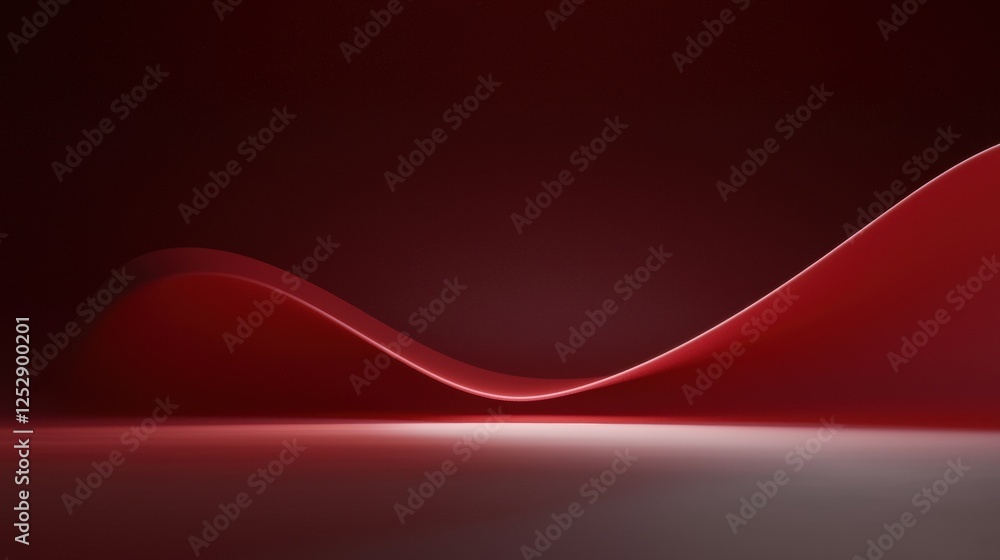 Poster abstract digital art piece with a dark red background. in the center of the image, there is a curved