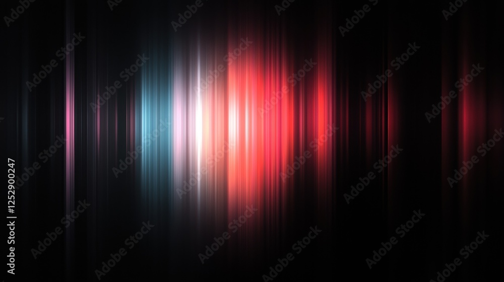 Poster abstract digital art with a black background. it has a diagonal line of light rays in different colo