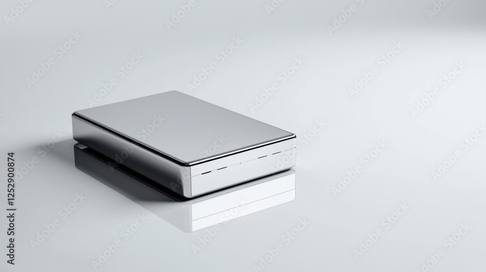 Aufkleber small rectangular box with a lid on top. the box is made of metal and has a shiny, reflective surfac