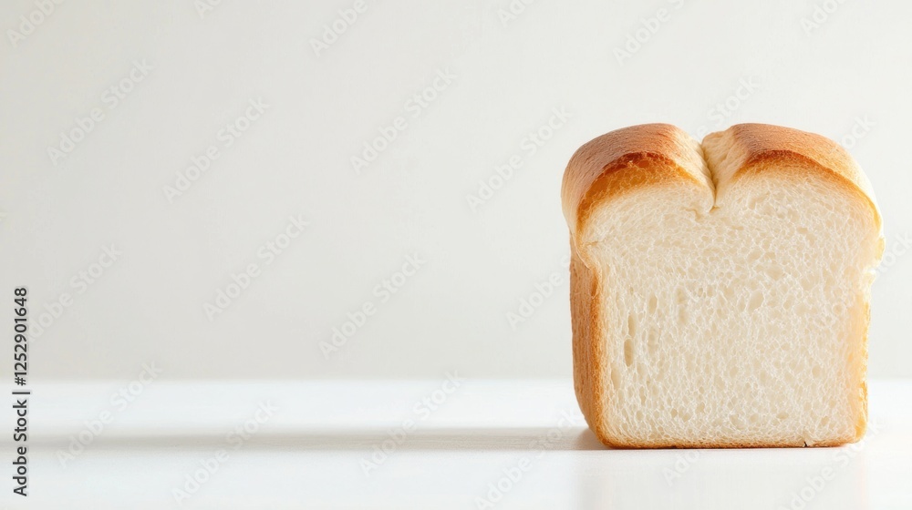 Poster close-up of a slice of white bread. the bread appears to be freshly baked and has a soft, fluffy tex