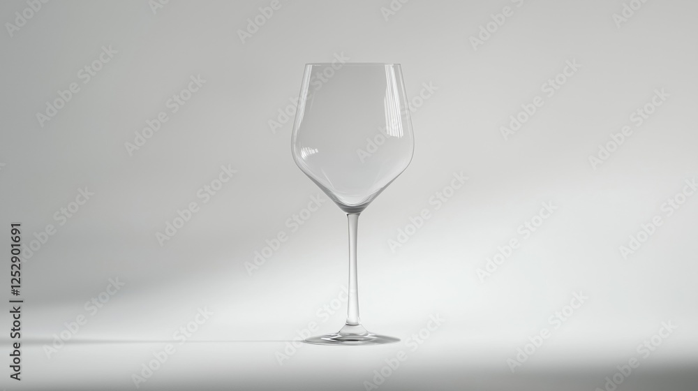 Poster 3d rendering of a wine glass. the glass is empty and is standing upright on a plain white background