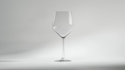 3d rendering of a wine glass. the glass is empty and is standing upright on a plain white background. it appears to be made of clear glass and has a long stem with a round base.