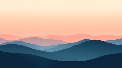 Obraz premium Serene Sunset Over Layered Blue Mountains