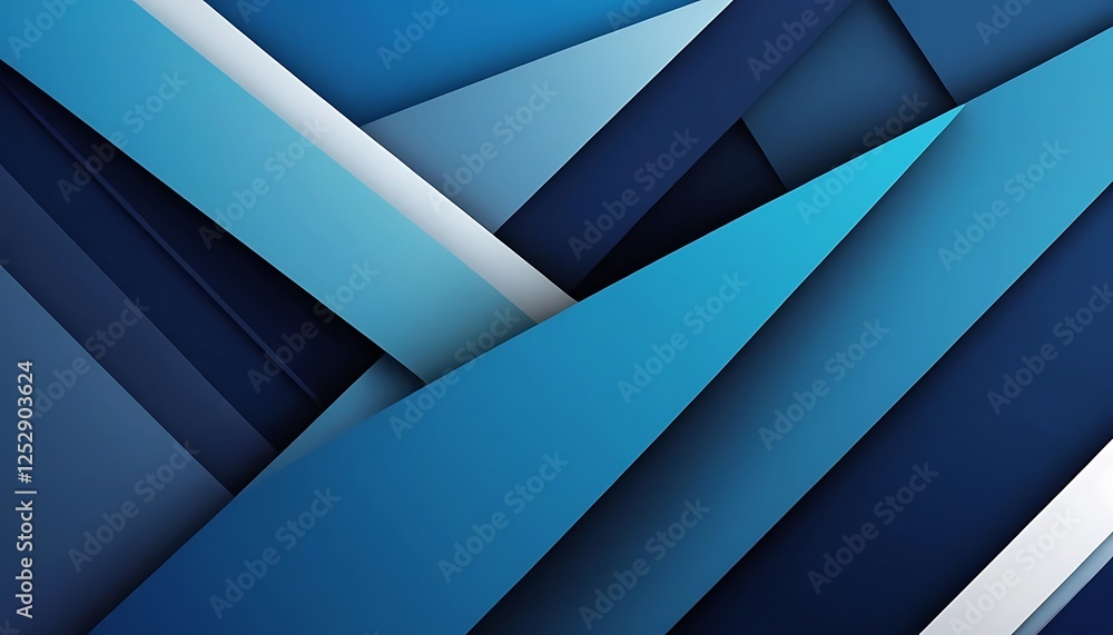 Poster abstract layered shapes background with blue color shades and dynamic composition